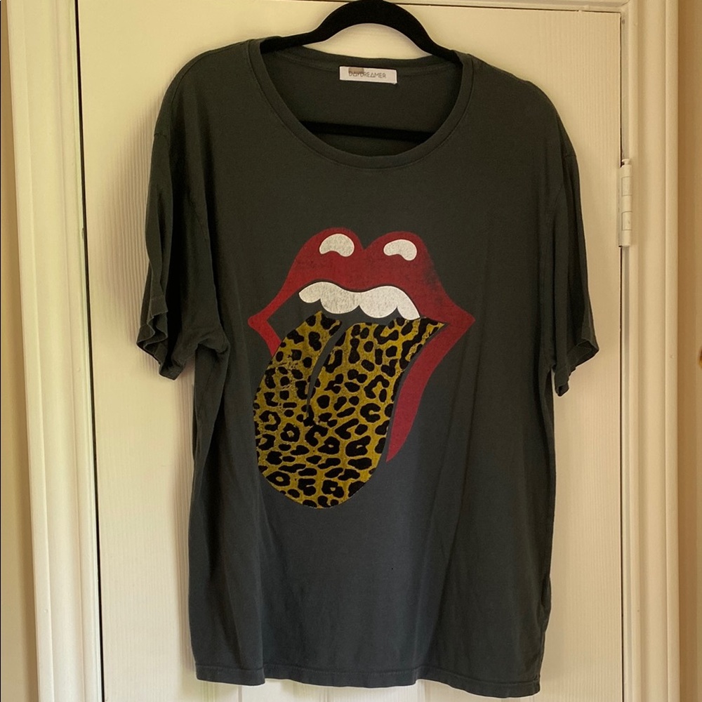 Daydreamer x Free People Rolling Stones Graphic Tee with Leopard Tongue